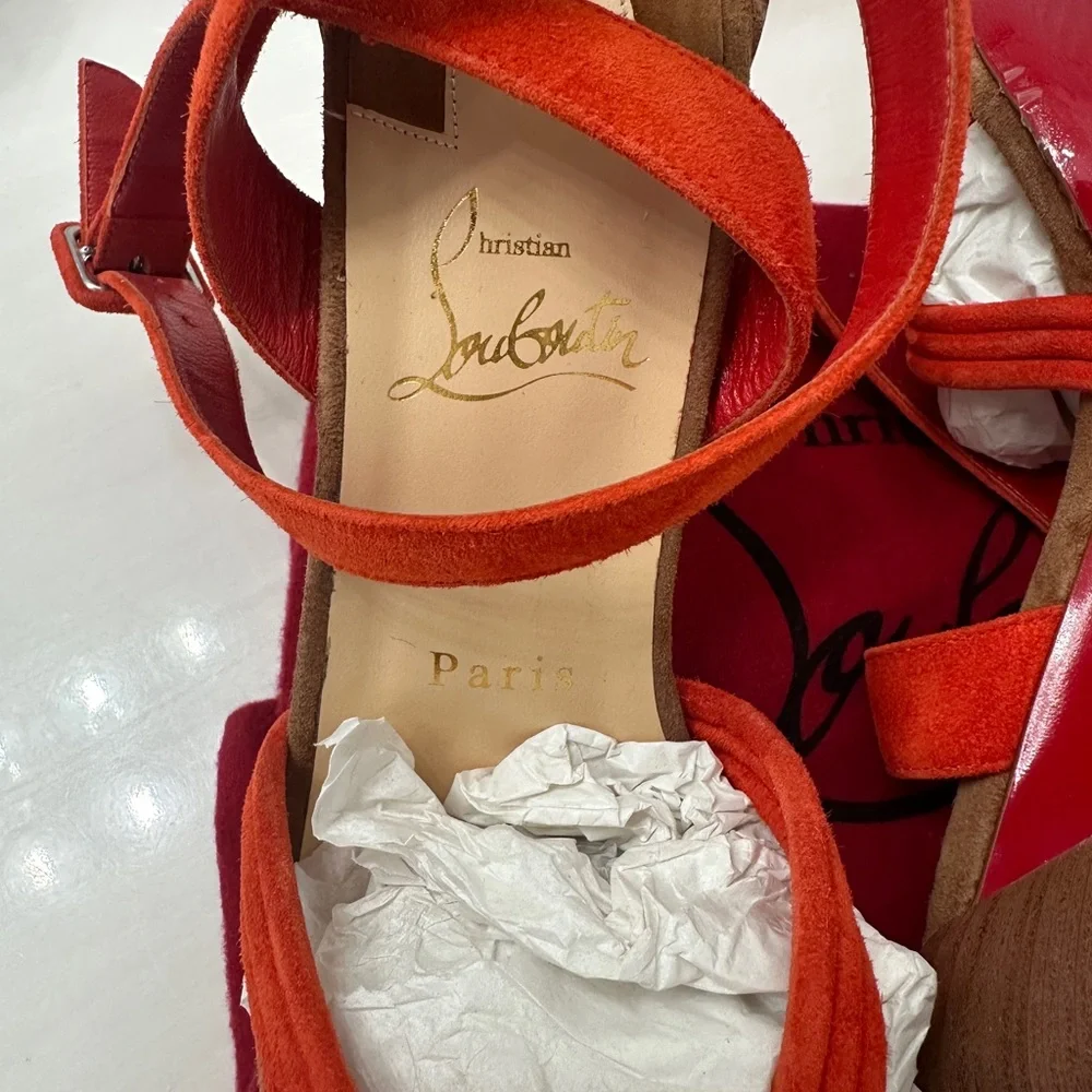 Christian Louboutin Red Sandals with Braided Detail - Picture 3 of 5